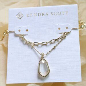 Kendra Scott Gold Alexandria Clear Rock Crystal Multi Strand Necklace